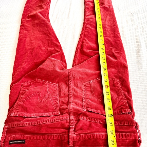 Citizens of Humanity Avedon Red Corduroy Skinny Pants 30 Distressed Y2K Grunge - Picture 16 of 16